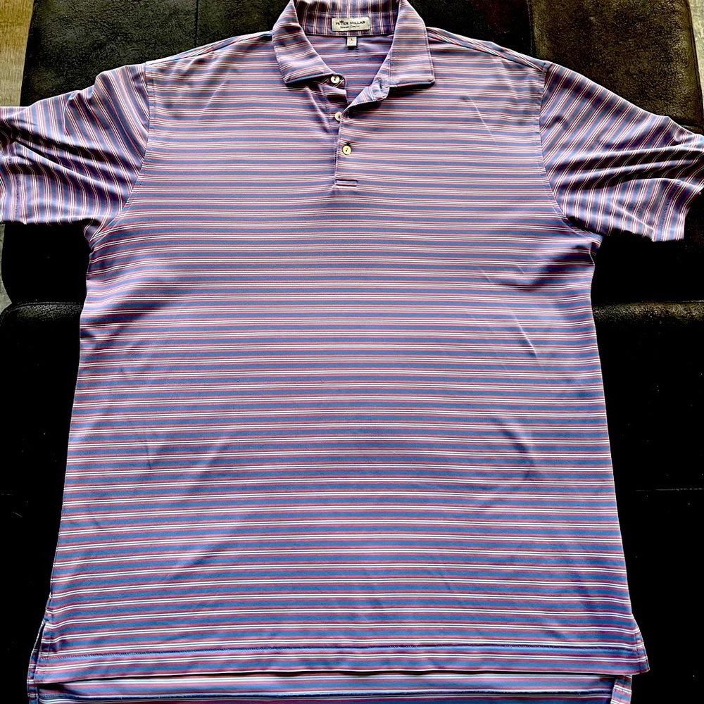Peter Millar Striped Stretch Mesh Polo